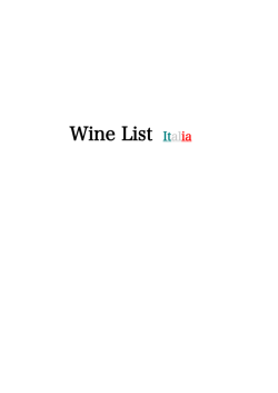 Wine List Italia