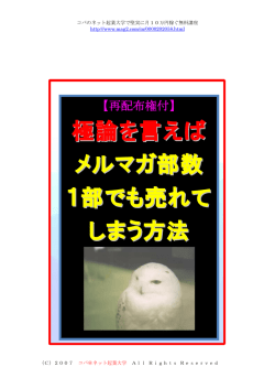 極論を言えば メルマガ部数 1部でも売れて しまう方法