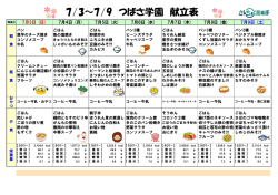 7/3～7/9 つばさ学園 献立表