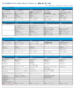 グアム大学アドベンチャースポーツキャンプ スケジュール （開始：8時 終了