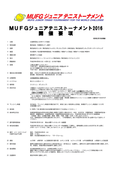 MUFGジュニアテニストーナメント2016 開 催 要 項