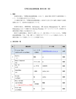 UPKI 認証連携基盤 属性仕様（案） - 学術認証フェデレーション 学認