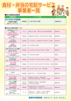 食材・弁当の宅配サービス 事業者一覧 食材・弁当の宅配