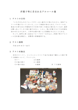 洋菓子等に含まれるアルコール量