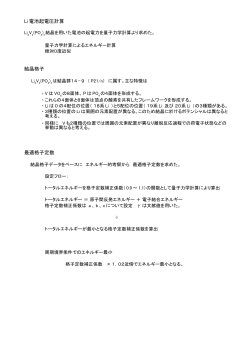 結晶格子 最適格子定数 Li 電池起電圧計算