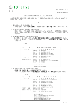 第72回定時株主総会終了についてのお知らせ