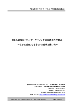 ｢初心者向け:Webﾏｰｹﾃｨﾝｸﾞの実践法と注意点｣ ~ちょっと気になるﾈｯﾄの