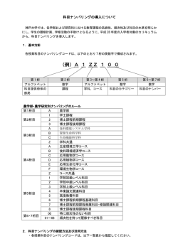 科目ナンバリングの導入について - 神戸大学大学院農学研究科・神戸