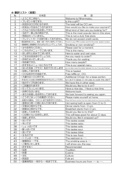 翻訳リスト（英語）