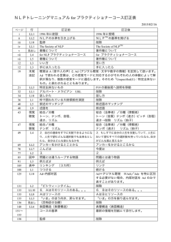 NLPトレーニングマニュアル for プラクティショナーコース訂正表