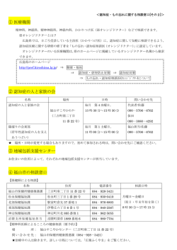 認知症・もの忘れに関する相談窓口