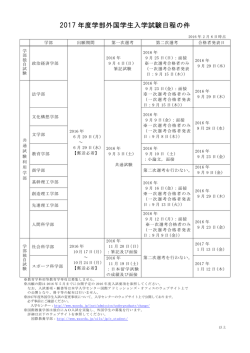 2017年度外国学生入学試験日程