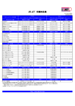 SG JET 印刷対応表