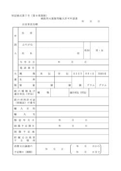 別記様式第7号（第9条関係） 猟銃用火薬類等輸入許可申請書 年 月 日