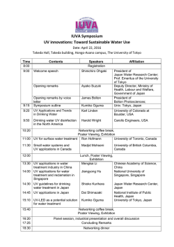 IUVA Symposium UV innovations: Toward Sustainable Water Use