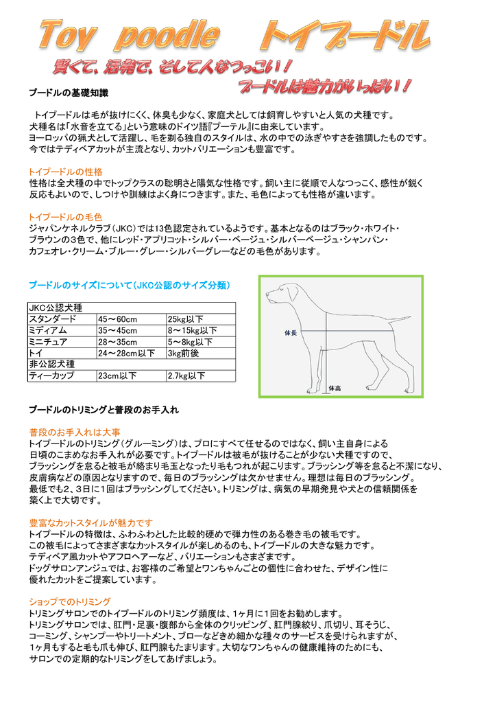 プードルについてpdf