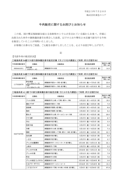 牛肉販売に関するお詫びとお知らせ
