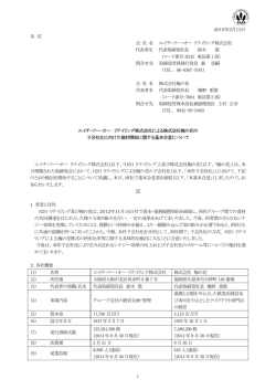 1 2015年2月13日 各 位 会 社 名 エイチ・ツー・オー