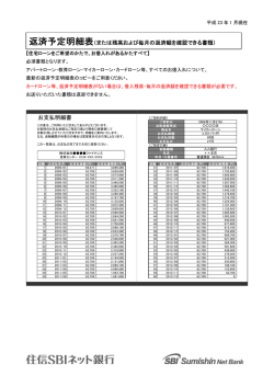 返済予定明細表または残高および毎月の返済額を確認できる書類