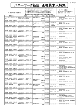 ハローワーク新庄 正社員求人特集