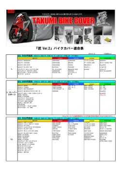 『匠 Ver.2』バイクカバー適合表