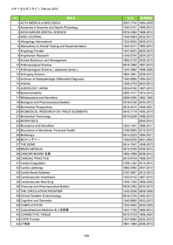 メディカルオンライン Title list 2015 NO. 雑誌名 ISSN 配信範囲 1 ACTA