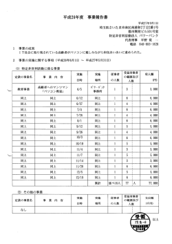 Page 1 平成26年度 事業報告書 平成27年9月1日 埼玉県さいたま市南