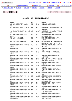 2003年2月1日付 定期人事異動のお知らせ 新職務 氏名 現職務 本店