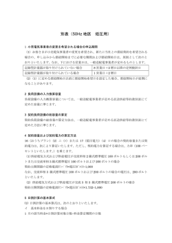 別表（50Hz 地区 低圧用）