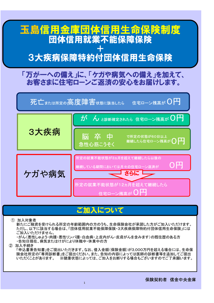 玉島信用金庫団体信用生命保険制度