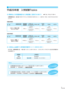 平成29年度 入学試験Topics