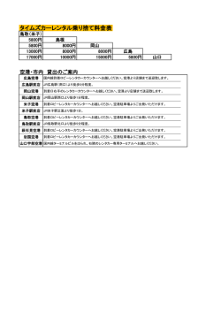 レンタカー乗り捨て料金のご案内