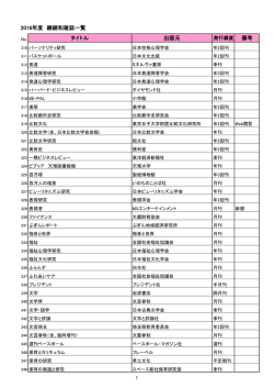 2016年度 継続和雑誌一覧 タイトル 出版元 備考