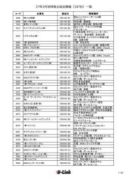 27年3月定時株主総会開催（347社）一覧