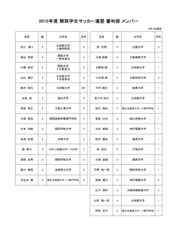 2015年度 関西学生サッカー連盟 審判部 メンバー