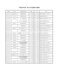 平成28年度 休日在宅歯科当番表