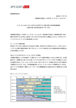 インターネットセキュリティに対する JPCERT/CC 2005年第3四半期活動
