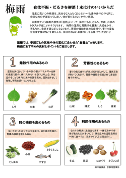 梅雨 食欲不振・だるさを解消！水はけのいいからだ