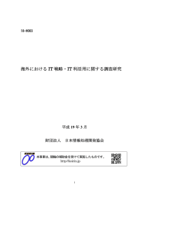 海外におけるIT 戦略・IT 利活用に関する調査研究