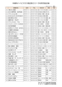 沖縄市ハイビスカス商品券2015利用可能店舗