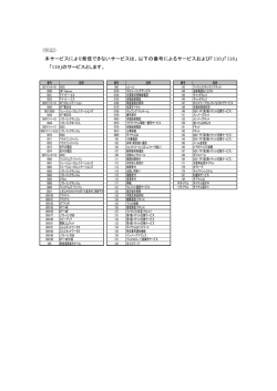 （別記） 本サービスにより発信できないサービスは、以下の番号による