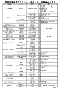 静岡市清水文化センター 中ホール 音響機材リスト