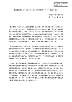 電気事業者におけるプルトニウム利用計画等について
