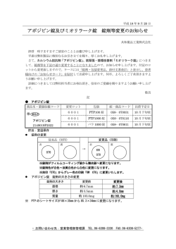 アポジピン錠及びミオリラーク錠 錠剤等変更のお知らせ