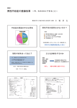男性不妊症の意識改革 〜今、われわれにできること〜 小 堀 善 友