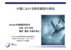 中国における特許翻訳の現状 - AAMT/Japio特許翻訳研究会