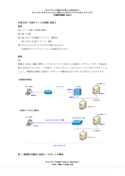 1 午後Ⅱ問 1 分散オフィスの構築 設問 2 解答 (1) ソフト NIC と物理