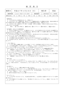 練 習 報 告 練習日 平成27年1月25日（日） 報告者 原武