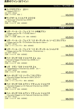 長野のワイン（白ワイン）