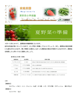 4月～5月にかけて、夏野菜の準備時期になります。 近年は気温が高く